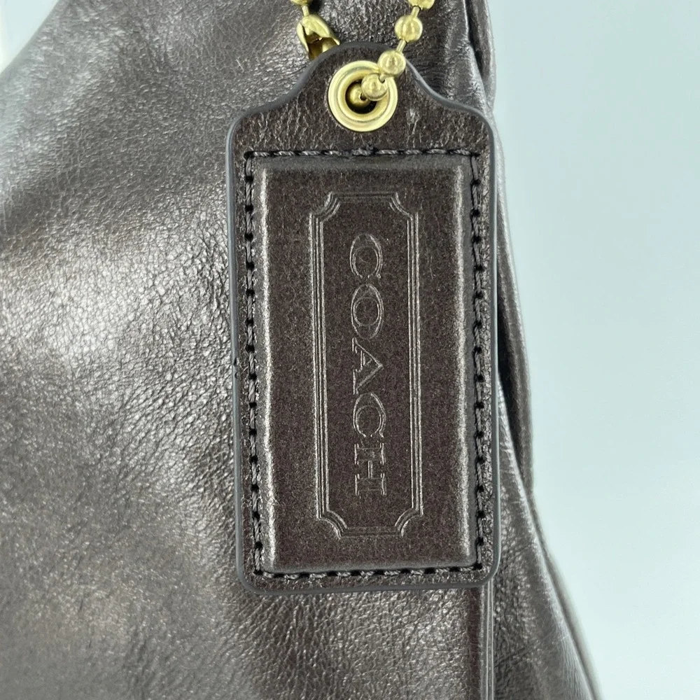 Coach Y2K Kristin Leather Hobo Shoulder‎ Flap Bag Metallic Bronze 18809 Hang Tag